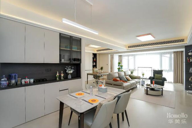 112㎡三室改兩室，一廳兩用布局，感受現(xiàn)代簡(jiǎn)約雅居的舒適與魅力